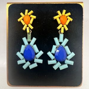 Colorful Statement Earrings Blue Orange Yellow Geometric Bold Summer Jewelry